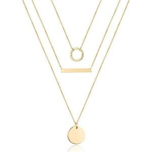 Dainty Layered Choker Necklace, Handmade 14K Gold Plated Y Pendant